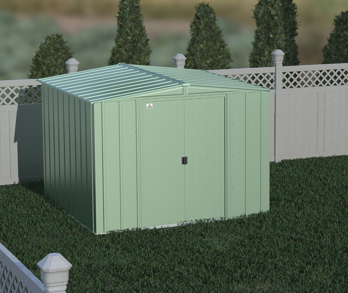 Classic Galvanized Steel Storage Shed, Sage Green, 8-ft x 8-ft