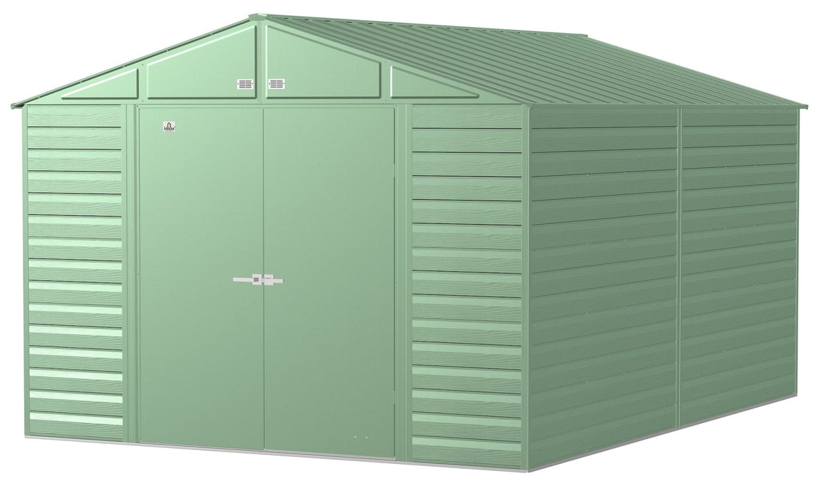 Select Galvanized Steel Storage Shed, Sage Green, 10-ft x 14-ft
