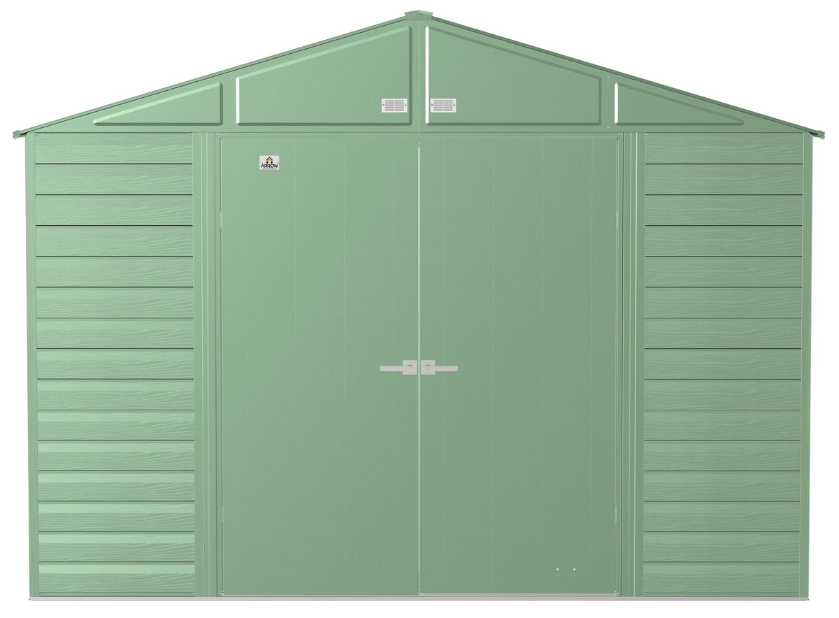 Select Galvanized Steel Storage Shed, Sage Green, 10-ft x 14-ft
