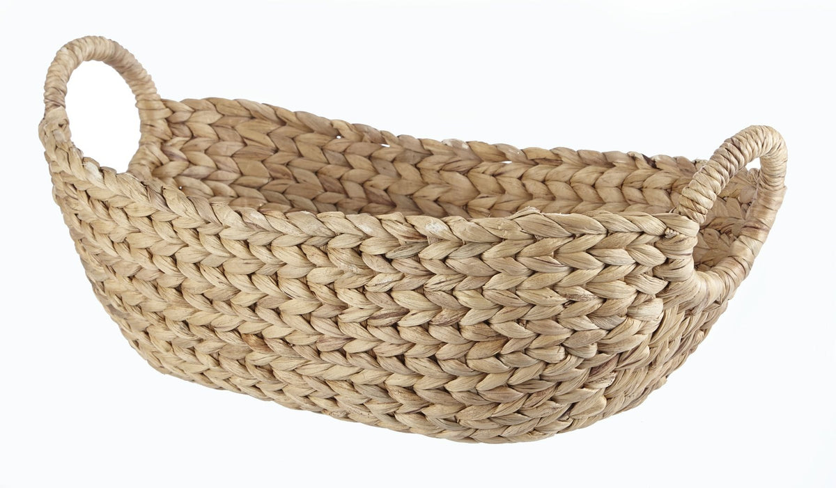 Della Oval Woven Natural Material Storage Basket, 19.6 x 11.4 x 8-in