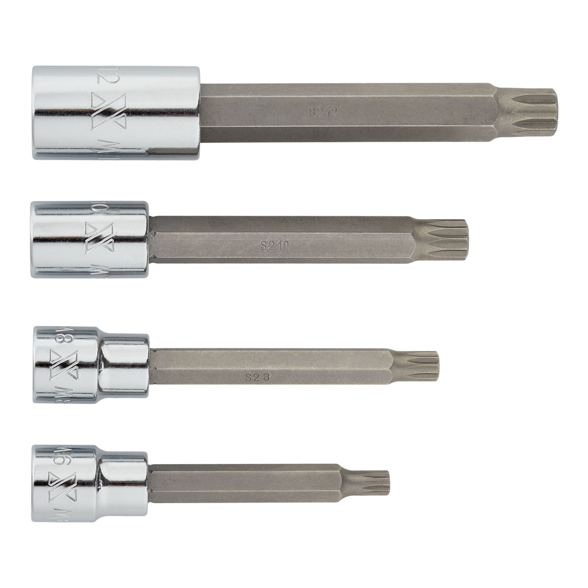 Extra Long Shank Triple Square Bit Socket Set, 4-pc