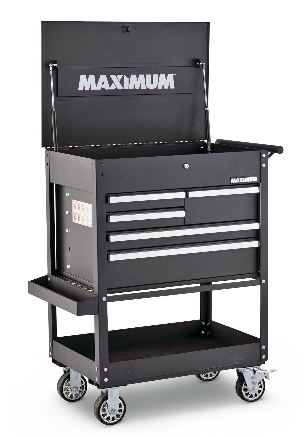 Rolling Mechanics Tool Cart with 5 Drawers, Black, 30-in