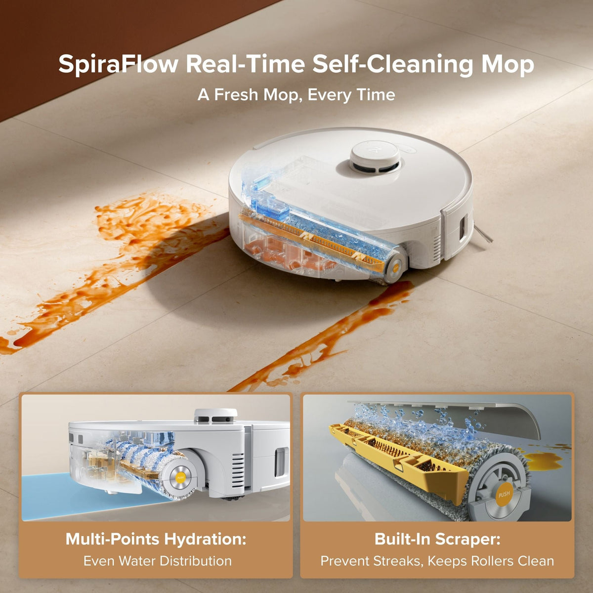 Roborock Qrevo Curv 2 Flow Robot Vacuum & Mop featuring 20,000 Pa suction, a 220 RPM roller mop, and advanced LiDAR navigation.