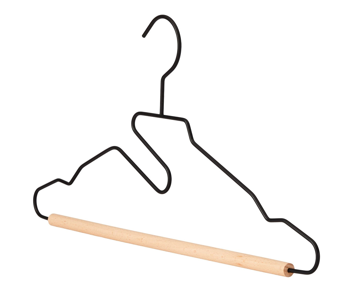 Metal Wire Hanger with Wooden Bar & Cutout, 3-pk