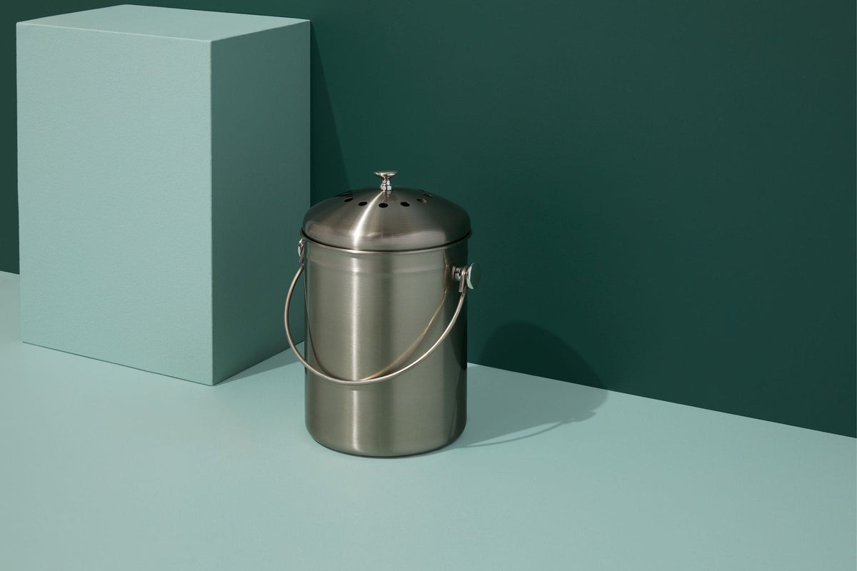 Stainless Steel Circular Compost Bin, 4-L