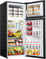 EUHOMY 3.2 Cu.Ft Mini Fridge with Freezer -- 2-Door Compact Refrigerator for Bedroom, Dorm, Office or Apartment, Silver