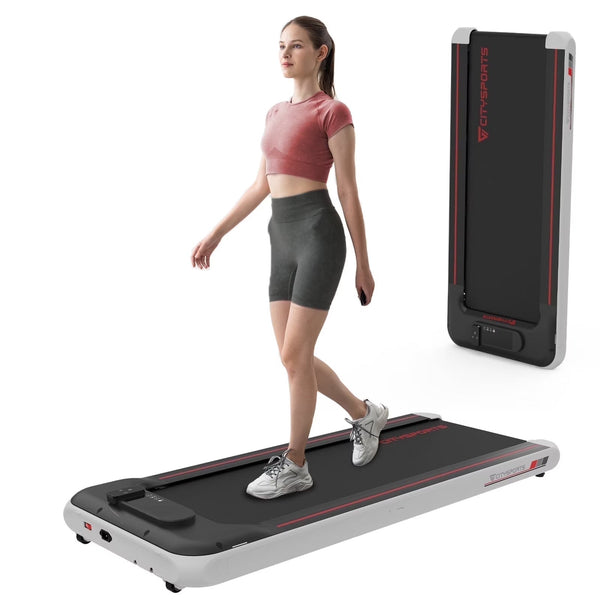 Citysports Treadmill Portable Walking Pad, Adjustable Speed with APP, LCD Screen Calorie Counter, Ultra Thin and Silent (Black White) G7458