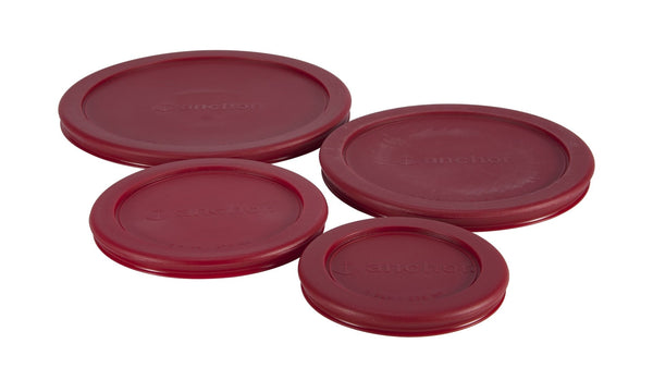 Plastic Lid Set, Red, Assorted Sizes, 4-pc S6357