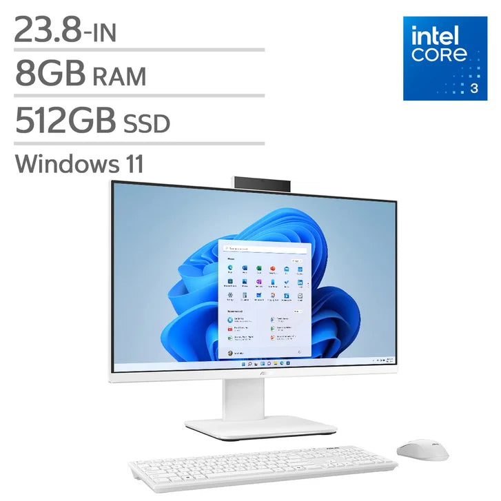 ASUS 23.8-in All-in-One Desktop, Intel Core i3-1315U - 8GB RAM, 512 GB SSD X7776