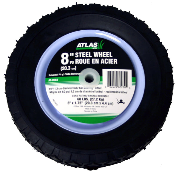 Steel Lawn Mower RePlacement Wheel with Ball Bearings, 8 in x 1.75-in B1386