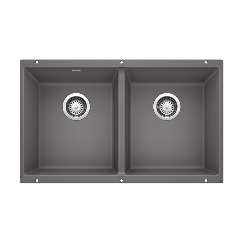 Precis 29-in 50/50 Double Bowl Undermount Kitchen Sink, Cinder N0164