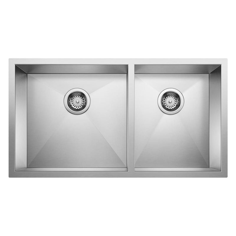 Quatrus R0 33-in 60/40 Double Bowl Undermount Stainless Kitchen Sink Y7107