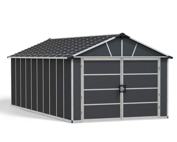 by Yukon 2-Door Car Garage/Utility Storage Shed Kit, Dark Grey, 11x21-ft R4530