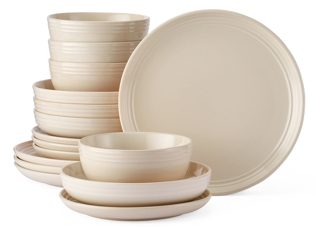 Edenhill Farmhouse Bistro Stoneware Dinnerware Set, Serves 4, 16-pc, Cream