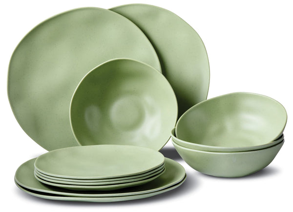 Everyday Dinnerware Set, BPA-Free, Sage Green, 12-pk J5464