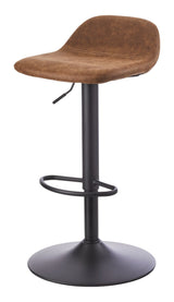 Luis Adjustable Height Gas Lift Swivel Bar Stool, Brown