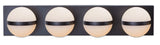 Orion 4-Light Vanity with Acrylic Glass, Black, 25-in