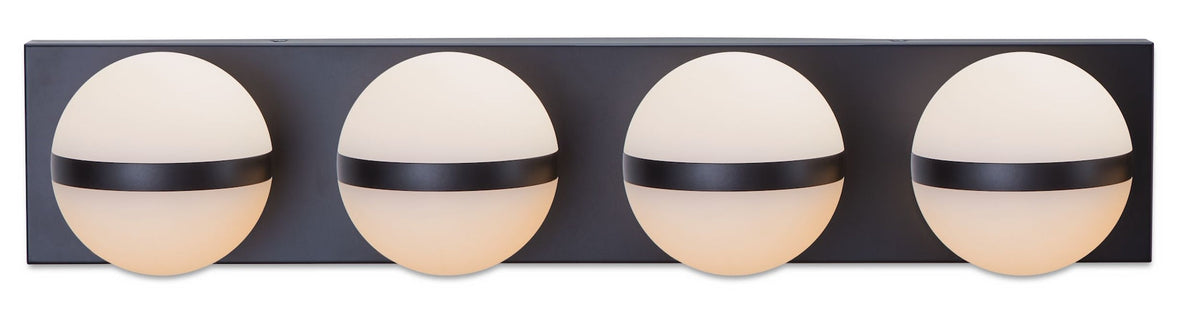 Orion 4-Light Vanity with Acrylic Glass, Black, 25-in