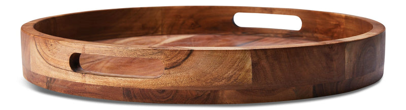 Round Wood Serving Tray with Cut-Out Handles, 16-in F2276