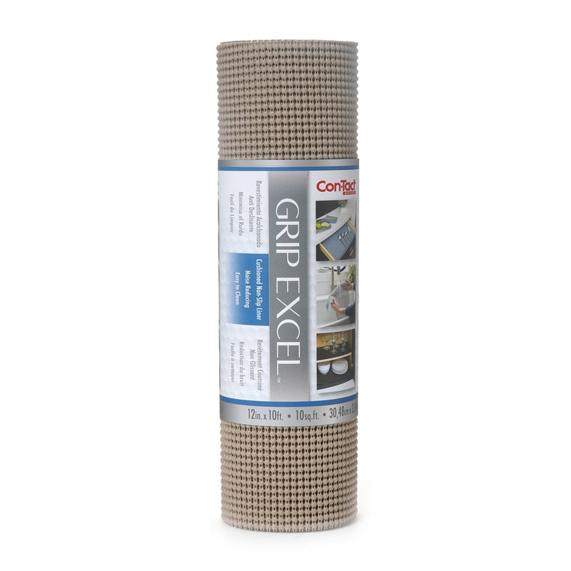 Con-Tact Grip Excel Non-Adhesive Cushioned Shelf/Drawer Liner, Taupe, 12-in x 10-ft U0246