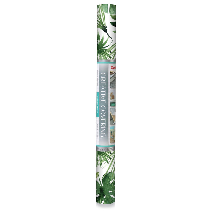 Con-Tact Removable Adhesive Shelf/Drawer Liner, Leaf Print, 18-in x 9-ft Q9431