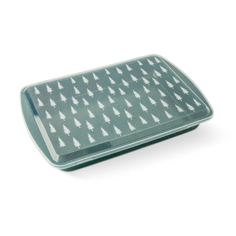 Green Carbon Steel Cake Pan with Printed Lid W2365