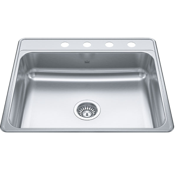 Drop-In Single 4-Hole Stainless Steel Sink, 22x25-in Y5926