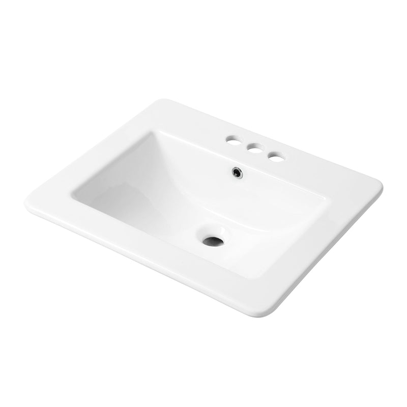 Square Drop-In Basin with Overflow, White, 21 x 18.5-in L8146
