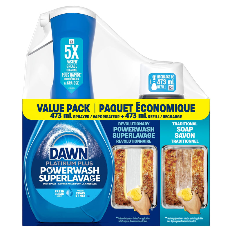 Platinum Powerwash Dish Spray, Fresh Scent Bundle, 1 Starter-Kit J6600