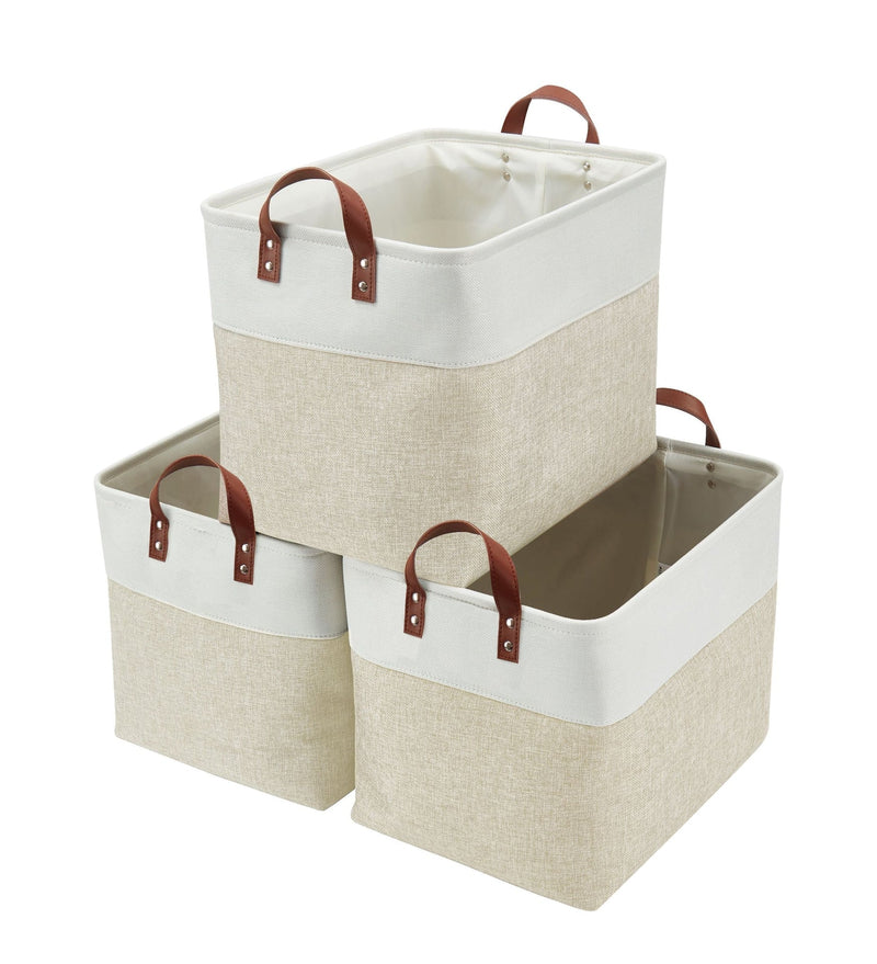 Jumbo Foldable Storage Basket, 42-L, 3-pk, Beige W6362