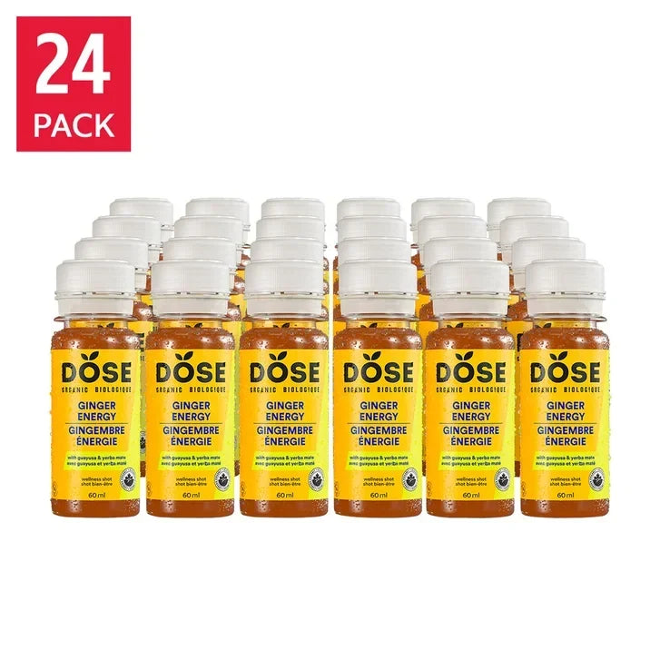 DOSE Organic Ginger Daily Booster shots, ENERGY pack, 24 x 60 mL (2 fl oz) N0085