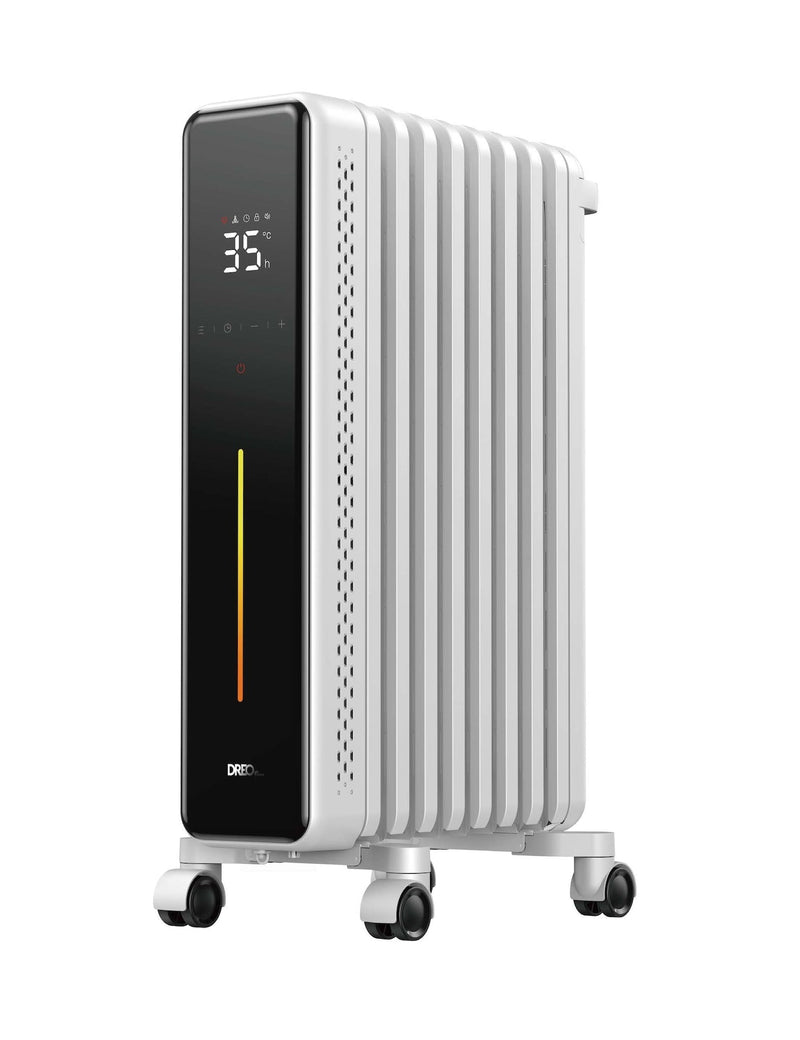 Home 1500W Digital Electric Oil-Filled Radiator Heater with Thermostat, White R2944