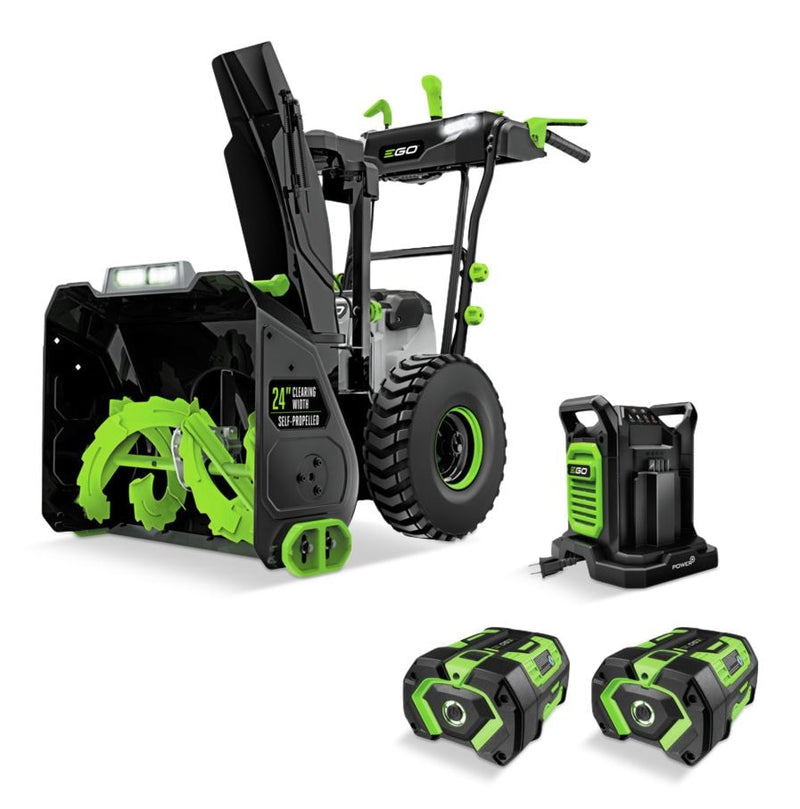 56V Brushless Cordless 24-in Self-Propelled 2-Stage Snowblower with PEAK POWER with 2x7.5Ah Batteries & 280W Dual-Port Charger H3833