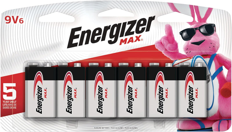 Max 6-pk 9V / 9 Volt Alkaline Batteries, Long Lasting, All Purpose A3193