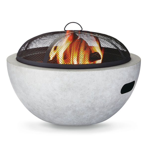 Outdoor Round Steel Wood Burning Firepit with Spark Screen, 24-in U2394