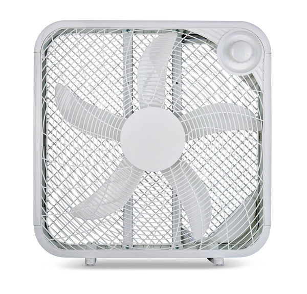 Plastic 5-Blade Portable Box/Floor Fan, 2-Speed, White, 20-in Q8762
