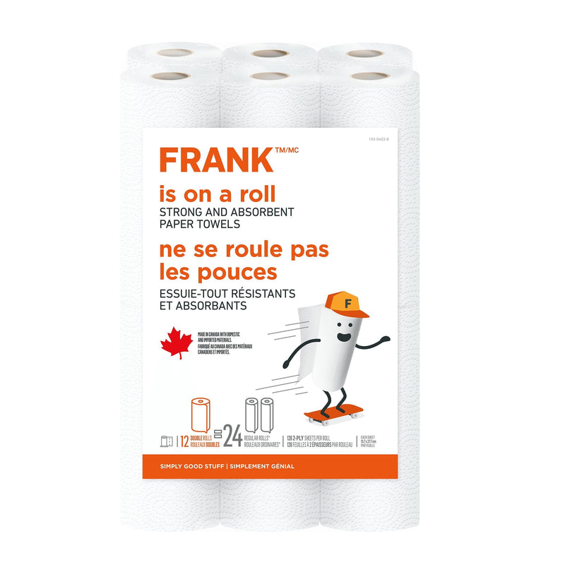 Double Roll Paper Towel, 2-ply, 12-pk, Ultra Absorbent F6962