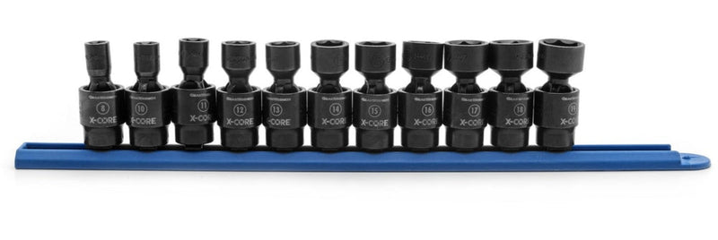 6-Point Standard Drive X-Core Pinless Universal Joint Impact Socket Set, Metric, 3/8-in, 11-pc E3623