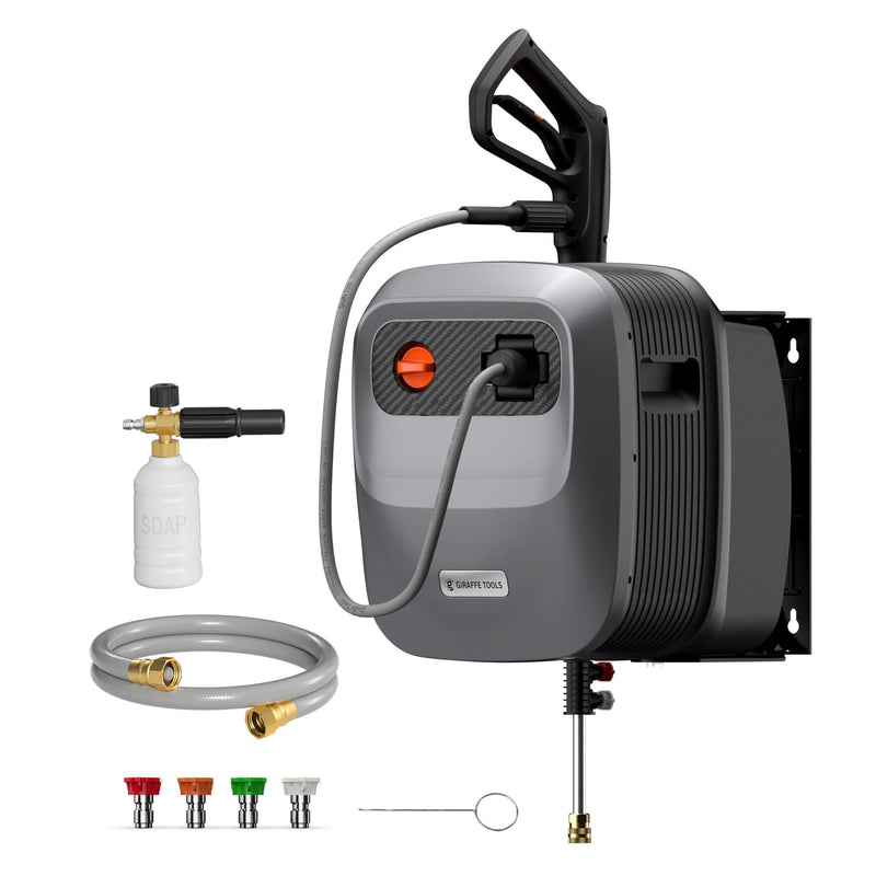 Grandfalls G20 Wall Mounted 1900 PSI 2.2 GPM Brushless Electric Pressure Washer with 65-ft Retractable Hard Hose B2973