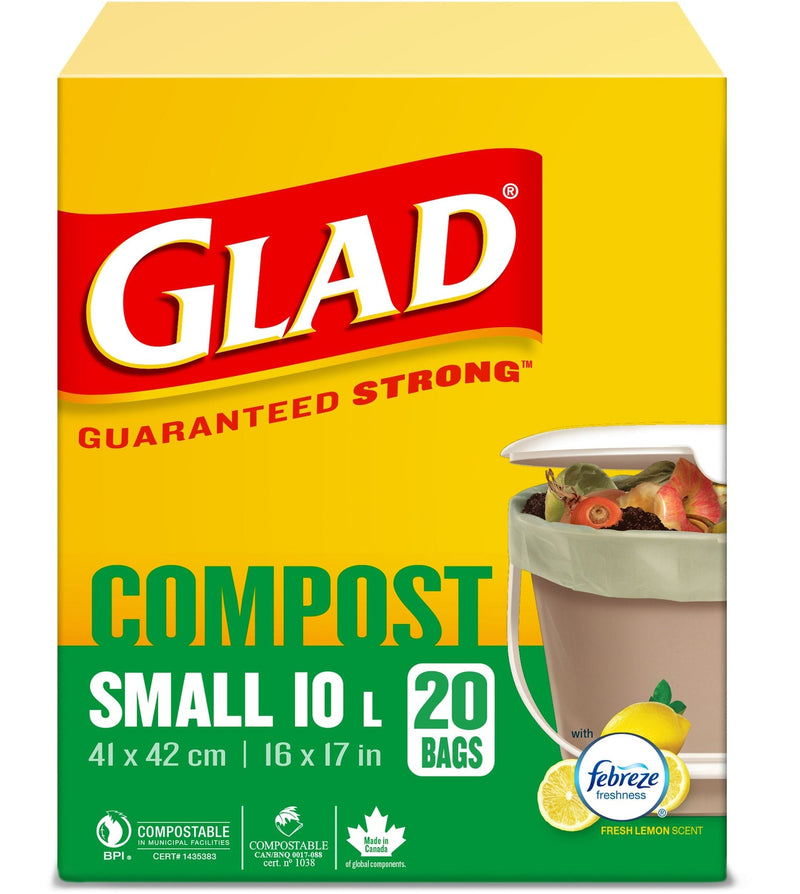 Small 100% Compostable Lemon Scented Food Waste Bags, 20-pk, 10-L S2686