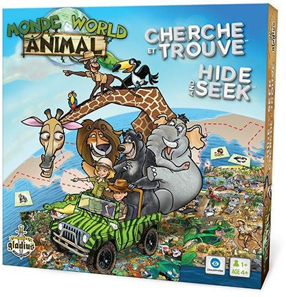 Hide and Seek Animal World Family Board Game, Bilingual, Ages 4+ A9637