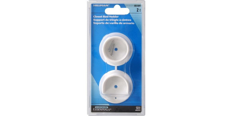 Closet Rod Holder, Mounting Hardware Included, White, 2-pc G7993