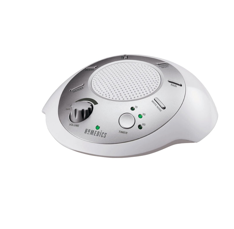 SoundSpa Battery-Operated Portable White Noise Sleep Sound Machine with Auto-Off Timer, White L9569