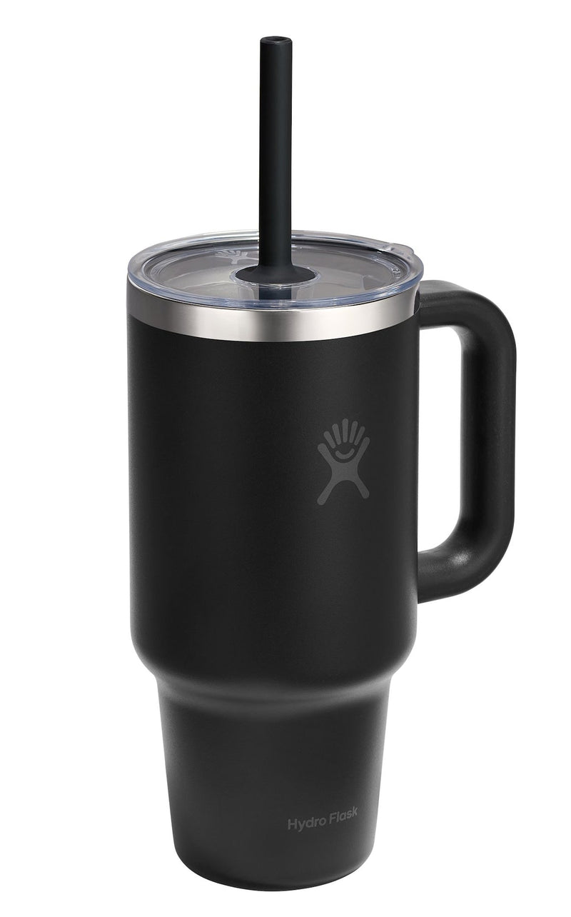 Stainless Steel Insulated Travel Tumbler Cup with Clear Straw Lid & Handle, Various Colours, 32-oz R9402