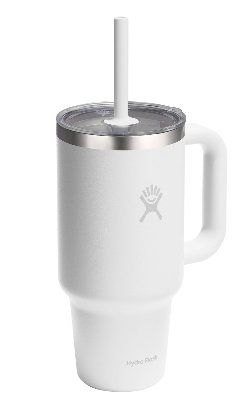 Stainless Steel Insulated Travel Tumbler with Clear Lid, White, 32-oz A5205