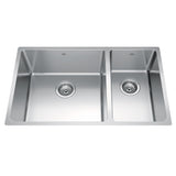 Brookmore Undermount Combination Bowl Kitchen Sink, 30.5-in x 18.1-in x 9-in, Stainless Steel