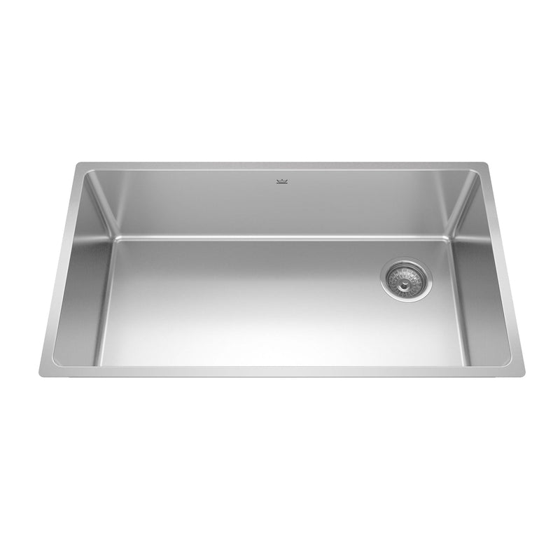 Brookmore Undermount Single Bowl Off Set Waste Kitchen Sink, 32.5-in x 18.1-in x 9-in, Stainless Steel D1997