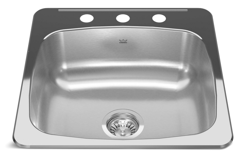 Drop In Single Bowl 3-Hole Kitchen Sink, 20.13-in x 20.56-in, Stainless Steel L1095
