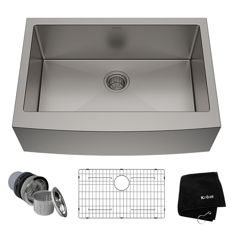 Standard PRO Apron Front Farmhouse Stainless Steel Single Bowl Kitchen Sink, 30x21x10-in S5307
