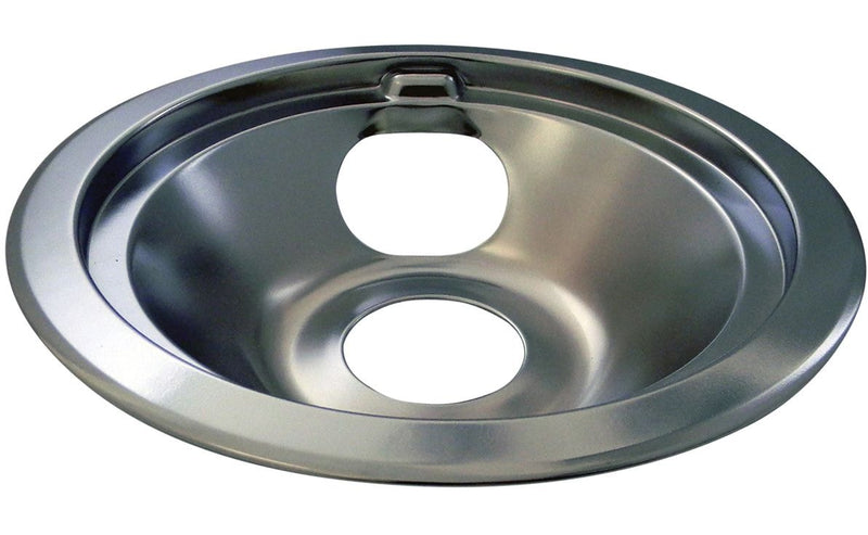 62241 GE Stove Shallow-Draw Drip Pan with Trim Ring, Dishwasher Safe, Bright Chrome, 6-in H7818